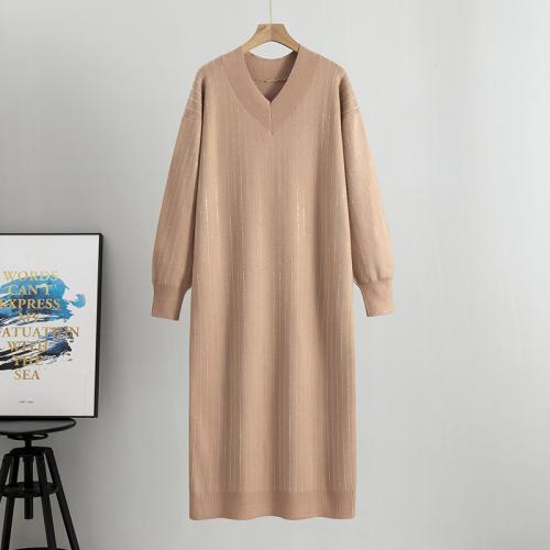 Viscose Fiber Sweater Dress slimming & deep V iron-on : PC