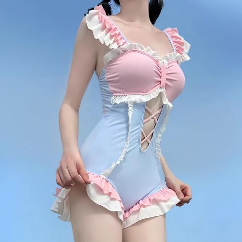 Polyester Monokini Monokini Lappendeken Roze stuk