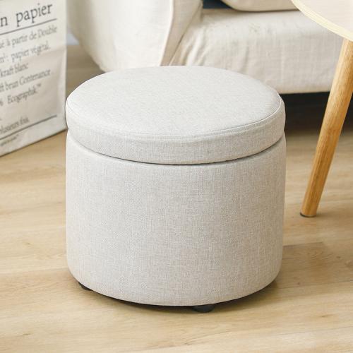 Solid Wood & Cotton Linen Multifunction Storage Stool dustproof Solid PC