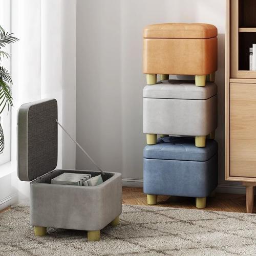 Cloth & Wood Multifunction Storage Stool durable PC