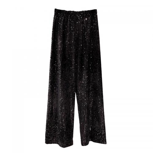 Velveteen High Waist Wide Leg Trousers slimming patchwork PC