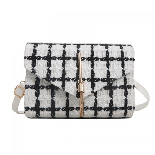 Chiffon & PU Cuir Crossbody Bag Plaid plus de couleurs pour le choix pièce