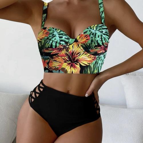 Spandex & Poliestere Bikiny Stampato listový vzor più colori per la scelta Nastavit