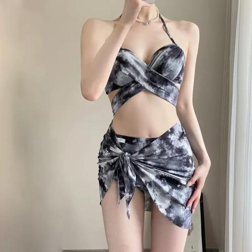 Polyester Bikini Imprimé Noir Ensemble