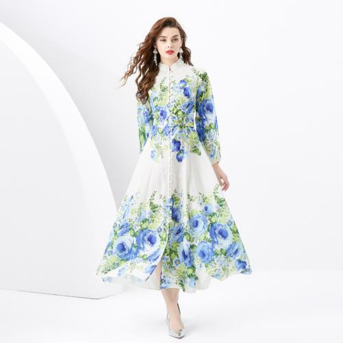 Polyester Einteiliges Kleid, Gedruckt, Floral, gemischte Farben,  Stück