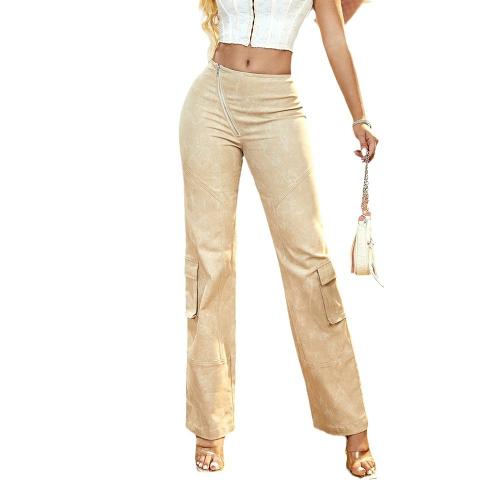 Rayon & Spandex Pantalon long femme Kaki pièce