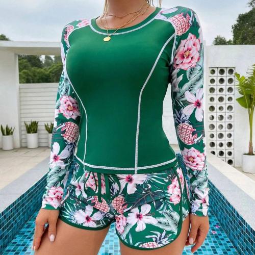 Polyamide & Polyester Tankinis Set slimming & two piece printed floral green Set