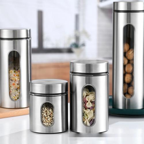 Glass & Stainless Steel Storage Jar four piece Solid original color Set