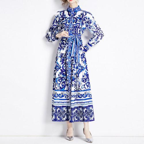 Polyester Waist-controlled One-piece Dress slimming printed PC