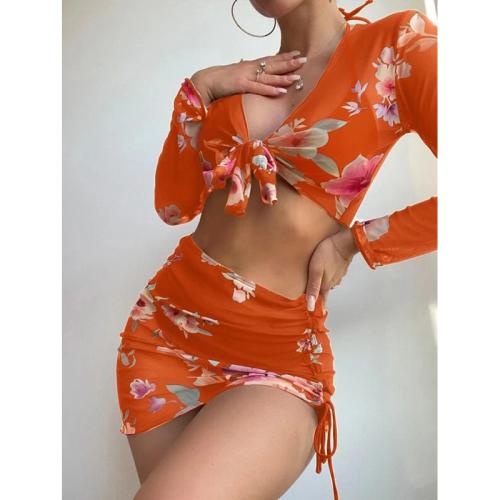 Polyester Bikini Imprimé Floral plus de couleurs pour le choix Ensemble