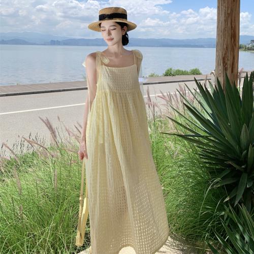 Polyester Slim Slip Dress yellow PC