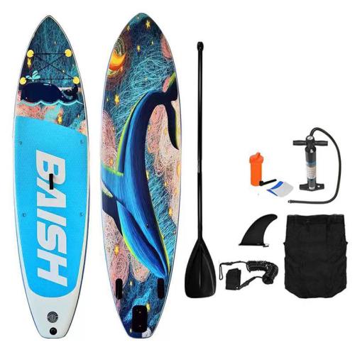 PVC Inflatable Surfboard portable printed blue PC