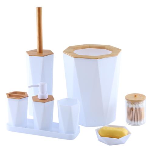 Bamboo & Polypropylene-PP Bathroom Accessories Set Solid Set