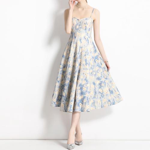 Polyester Slip Dress slimming printed PC