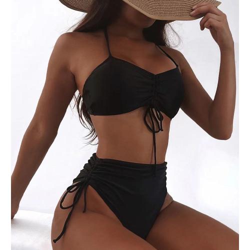 Polyamide & Spandex Bikini Solide Zwarte Instellen