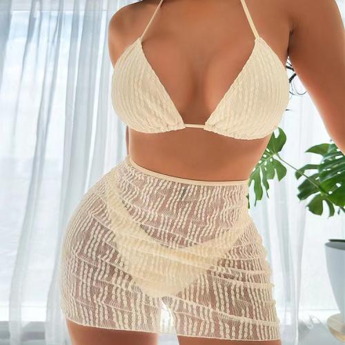 Polyamide & Spandex Bikini Solide Beige Instellen