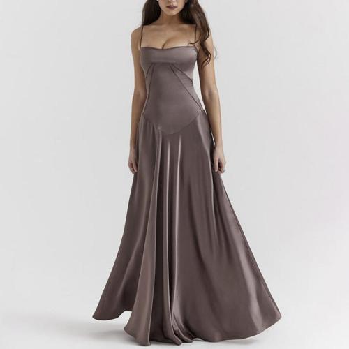 Satin long style Slip Dress slimming Solid PC