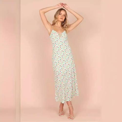 Chiffon Slim Slip Dress backless printed shivering mixed colors PC