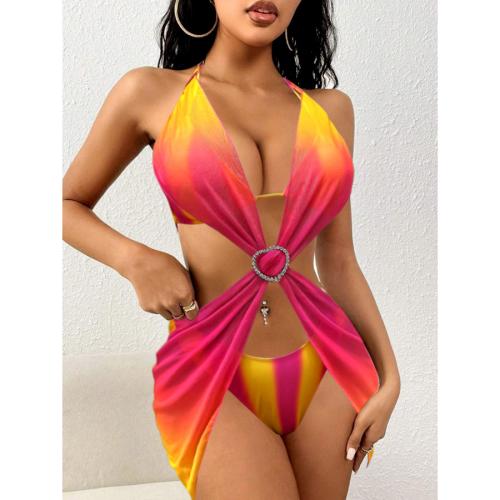 Poliéster Bikini, impreso, rosado,  Conjunto