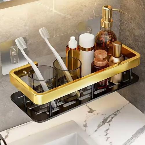 Aludur Punch-free Shelf for storage & for bathroom Solid black PC