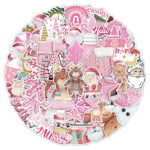 PVC Rubber DIY & Waterproof Decorative Sticker Cute & christmas design mixed pattern pink Bag