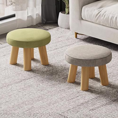 Sponge & Solid Wood & Cotton Linen Stool durable Set