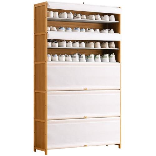 Moso Bamboo & Tissu collé adhésif Organisateur de rack de chaussures Solide pièce