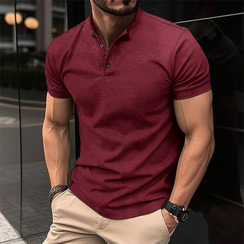 Poliéster & Algodón Hombres camiseta de manga corta, Sólido, más colores para elegir,  trozo