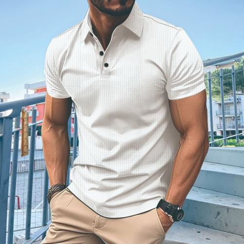 Poliamida & Algodón Hombres camiseta de manga corta, jacquard, Sólido, más colores para elegir,  trozo