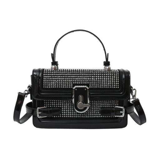 PU Leather Easy Matching Handbag attached with hanging strap & with rhinestone PC