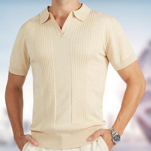 Viscose Polo Rayé Abricot pièce