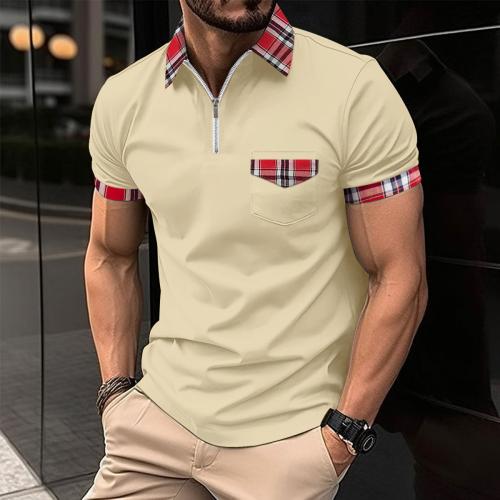 Polyester & Baumwolle Poloshirt, Gedruckt, Plaid, mehr Farben zur Auswahl,  Stück