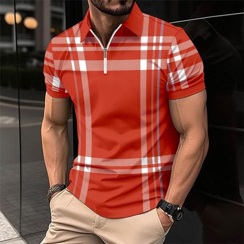 Polyester & Katoen Polo Shirt Afgedrukt Plaid meer kleuren naar keuze stuk