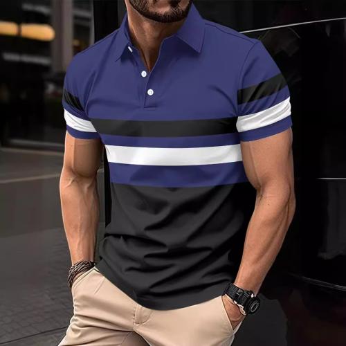 Polyester & Baumwolle Poloshirt, Gedruckt, Gestreift, mehr Farben zur Auswahl,  Stück