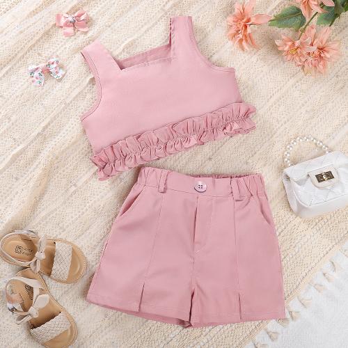 Poliéster Conjunto De Ropa De La Muchacha, Sólido, rosado,  Conjunto