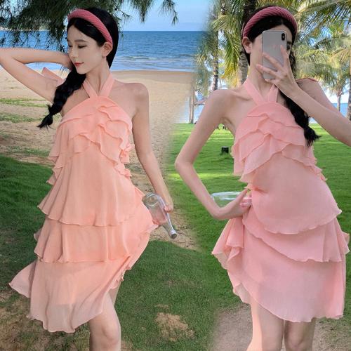 Polyester Slim Slip Dress pink PC