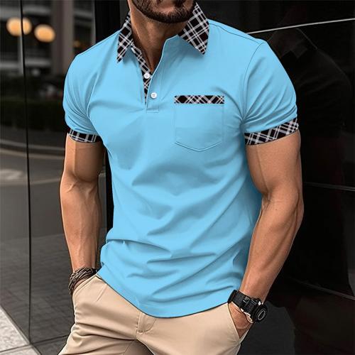 Polyester & Baumwolle Poloshirt, Gedruckt, Plaid, mehr Farben zur Auswahl,  Stück