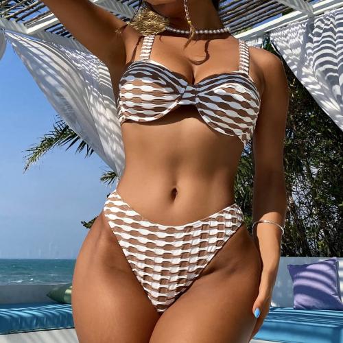 Polyester Bikini Plaid Koffie Instellen