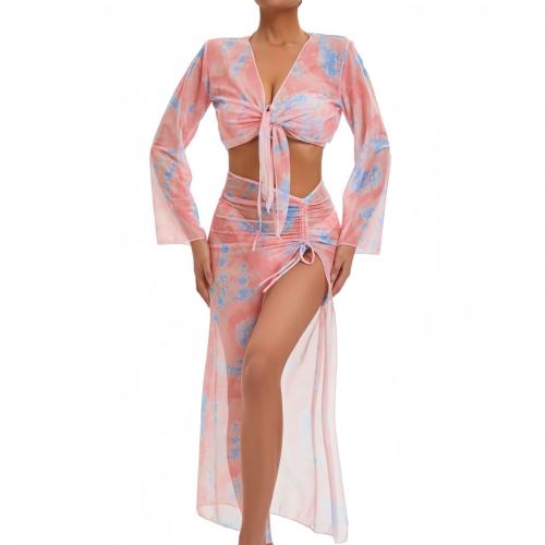 Polyester Bikini Imprimé Rose Ensemble