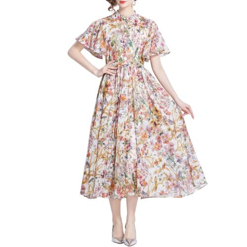 Polyester Waist-controlled One-piece Dress slimming printed PC