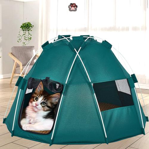 Chiffon Tente pour animaux de compagnie Solide Vert pièce