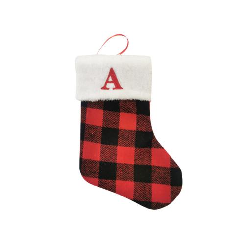 Cloth Christmas Decoration Stocking christmas design plaid red PC