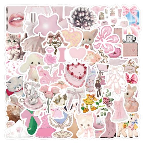 PVC Rubber DIY Decorative Sticker waterproof mixed pattern pink Bag