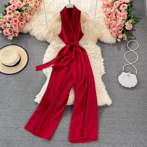 Polyester Long Jumpsuit, Solide, mehr Farben zur Auswahl, :,  Stück