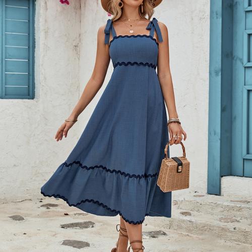 Polyester Slip Dress slimming blue PC