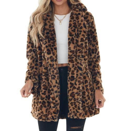 Polyester Manteau femmes Imprimé Leopard Café pièce