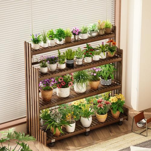 Solid Wood Flower Rack Solid brown PC