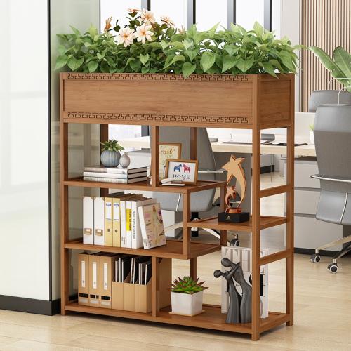 Medium Density Fiberboard & Moso Bamboo Multilayer Shelf Dark Brown PC