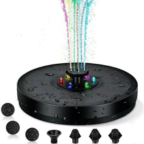 Plastic 7 light colors Solar Fountain waterproof black PC