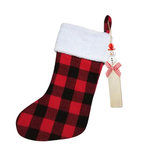 Adhesive Bonded Fabric DIY Christmas Decoration Stocking christmas design plaid red PC